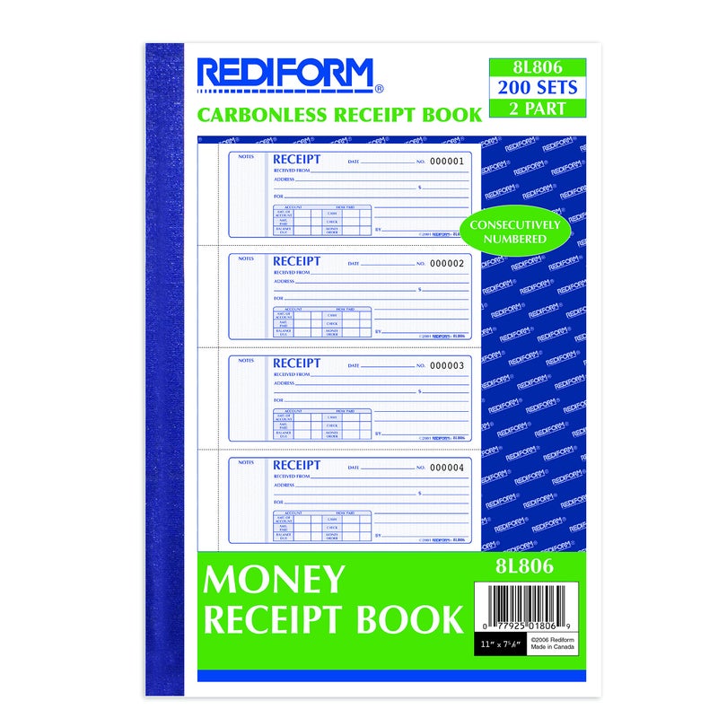 Rediform Prestige Duplicate Carbonless Softcover Money Receipt Books (8L806) - Image 2
